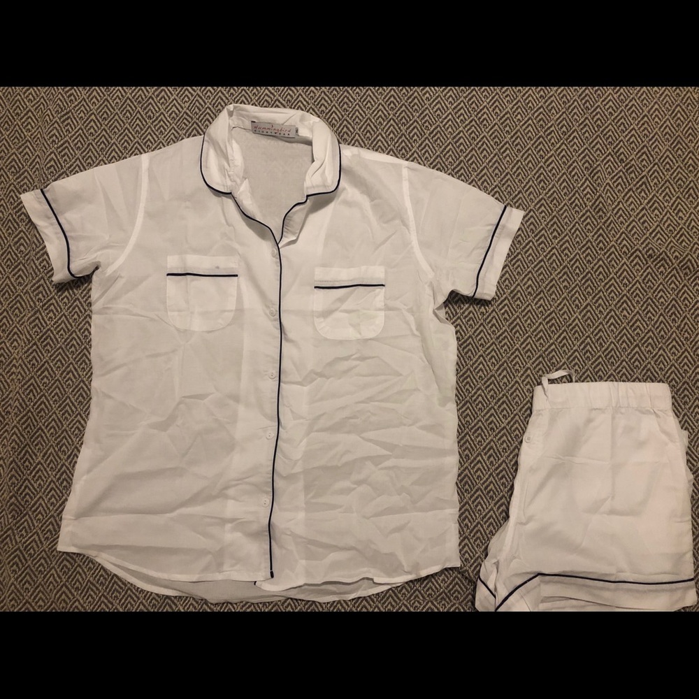 White Short Sleeved and Shorts Pajamas